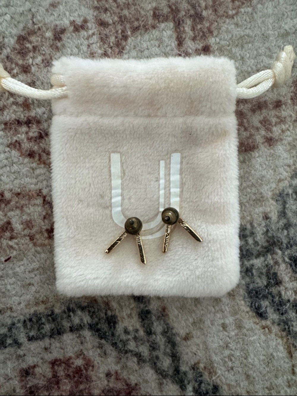 Uncommon James V Gold Stud Earrings with Pouch Included - Picture 2 of 2